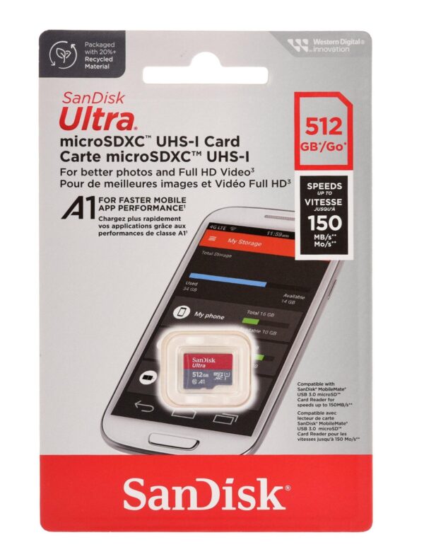 MICROSD120 MBPS/S سانديسك512جيجا