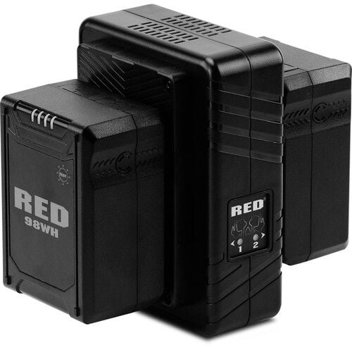 RED COMPACT DUAL V-LOCK CHARGER