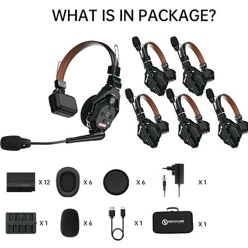 Hollyland 6-person Noise Cancelling Intercom Headset Full Duplex System